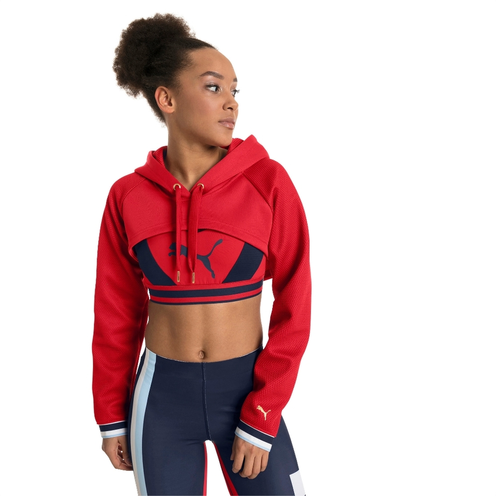 Puma - Cropped Hoodie Y2K - Red - Size L